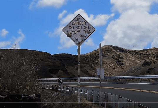 Halona Beach Warning Sign